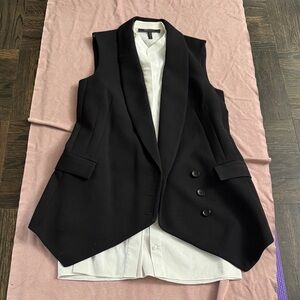 BCBGMaxAzria Black with White Sleeveless Blazer Vest Dress - Size 0